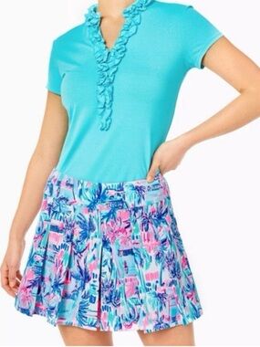 Lilly Pulitzer NWT Luxletic Ravello Blue Frazer Short UPF 50, Size 16